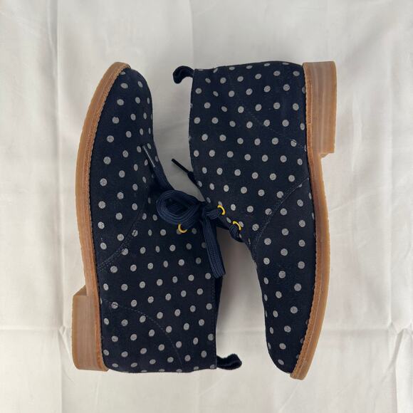 Boden Polka Dot Suede Desert‎ Boots Women’s Size 8 Navy Blue Lace Up Ankle Shoes - Picture 2 of 16